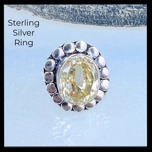 Beautiful Genuine Yellow Lemon Quartz Gemstone & Sterling Silver Handmade Ring
